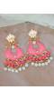 Crunchy Fashion Gold-plated Pink Lotus Kundan Drop & Dangler Earrings RAE2188
