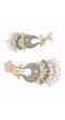 Crunchy Fashion Gold-plated Grey Lotus Kundan Drop & Dangler Earrings RAE2190
