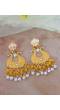 Crunchy Fashion Gold-plated Yellow  Lotus Kundan Drop & Dangler Earrings