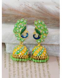 Buy Online Royal Bling Earring Jewelry Crunchy Fashion Gold & Green Kundan Square Pearl Drop Dangler Earrings RAE2230 Earrings RAE2230