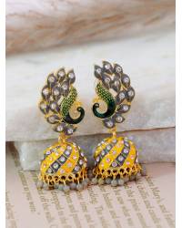 Buy Online Crunchy Fashion Earring Jewelry Peach Enamel Gold-Plated Hoop Jhumka Earrings Jhumki RAE2228