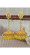 Crunchy Fashion Clustered Beads & Meenakari Yellow Embellished Jhumki Earring RAE13199