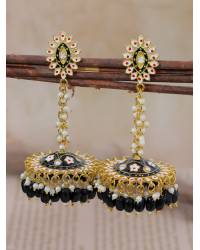 Buy Online Crunchy Fashion Earring Jewelry Gold-Plated Peach Floral Design Jhumki Earring RAE1543 Jewellery RAE1543