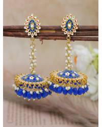 Buy Online Royal Bling Earring Jewelry Traditional GoldPlated Kundan Dangler Earrings With Pearls RAE0834 Jewellery RAE0834