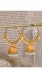 Crunchy Fashion Ethnic Gold Plated Orange Meenakari  Hoops Jhumka Earrings RAE1360