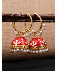 Buy Online Crunchy Fashion Earring Jewelry Handmade Gold Plated White Thread Work Hoop Earrings for Women/Girls Hoops & Baalis CFE1886