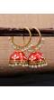 Crunchy Fashion Ethnic Gold Plated Red Meenakari  Hoops Jhumka Earrings RAE1368