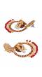 Gold-Plated Kundan Dangler Royal Red Color ChandBali Jhumka Earrings RAE1467