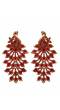 Oxidized Gold-plated Traditional Peacock  Royal Red Dangler Design Earrings RAE1490