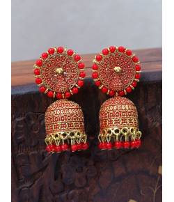 Gold-plated Enamelled Royal   Red Peacock Earrings RAE1499