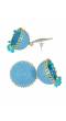 Crunchy Fashion Gold-Plated Sky Blue Round Design Jhumka  Earrings RAE1510