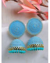 Buy Online Crunchy Fashion Earring Jewelry Indian Ethnic Hand Crafted Meenakari Lotus Chain Chandbali Multicolor  Earring Set RAE0899 Jewellery RAE0899