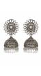 Traditional Silver-plated White Kundan Work Jhumka Earrings RAE1551