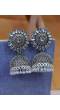 Traditional Silver-plated White Kundan Work Jhumka Earrings RAE1551