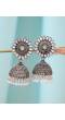 Traditional Silver-plated White Kundan Work Jhumka Earrings RAE1551