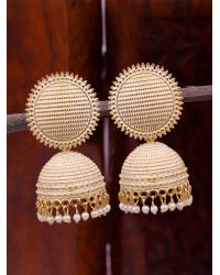 Buy Online Crunchy Fashion Earring Jewelry Crunchy Fashion Gold-Plated Royal Pink Kundan Floral Design Jhumki Earring RAE2094 Jhumki RAE2094