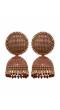 Gold-plated Maroon Round Check square  Design Jhumka Earrings RAE1557