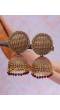 Gold-plated Maroon Round Check square  Design Jhumka Earrings RAE1557