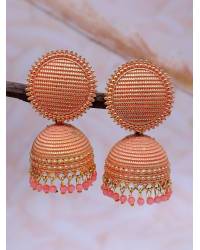 Buy Online Royal Bling Earring Jewelry  Embelished Gold-Plated Mastani Mirror Design Red Pearls Big Dangler Earrings RAE1868 Jewellery RAE1868