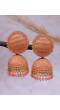 Gold-plated Peach Round Check square  Design Jhumka Earrings RAE1558