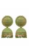 Gold-plated Sea Green Round Check square  Design Jhumka Earrings RAE1559
