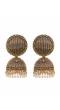 Gold-Plated check square Jhumka Earrings RAE1560