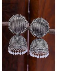 Buy Online Royal Bling Earring Jewelry Antique White Stone Leaf stud oxidized silver Jhumka RAE1441 Jewellery RAE1441
