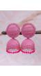 Round Shape Pink Oxidised  Silver Jhumki Earrings RAE1562