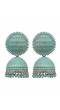 Oxidised German Silver Sky Blue Round Check square  Design Jhumka Earrings RAE1563