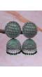 Oxidised German Silver Green Round Check square  Design Jhumka Earrings RAE1566