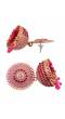 Oxidised Gold-Plated Handcrafted Royal Pink Stone Jhumka Earrings RAE1570