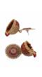 Oxidised Gold-Plated Handcrafted Maroon Stone Jhumka Earrings RAE1571