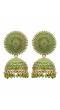Oxidised Gold-Plated Handcrafted Green Stone Jhumka Earrings RAE1572