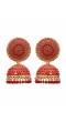 Oxidised Gold-Plated Handcrafted Red Stone Jhumka Earrings RAE1575