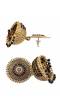 Oxidised Gold-Plated Black Stone Jhumka Earrings 