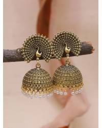 Buy Online Royal Bling Earring Jewelry Gold-Toned  Kundan and  Grey Beads Round Shape Earrings RAE1731 Jewellery RAE1731