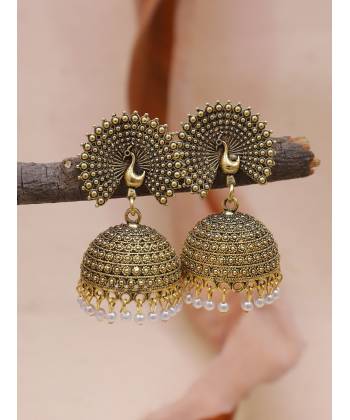 Traditional Gold Peacock Pearl Earrings  RAE1580