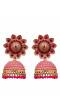 Floral Pink Pearl Meenakari & Kundan Work Jhumki Earrings RAE1590