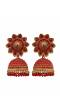 Floral Red Pearl Meenakari & Kundan Work Jhumki Earrings RAE1591