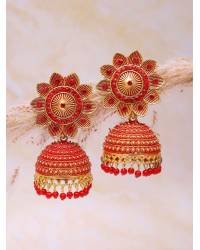 Buy Online Crunchy Fashion Earring Jewelry Indian Traditional Meenakari Enamel Kundan Pearl White Lotus Chandbali Earrings & Maang Tika Set RAE1051t  Handwork   Jewellery RAE1051