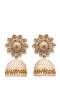 Beautiful Round Floral Design With White Stone Work Jhumki Earrings RAE1592