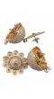 Beautiful Round Floral Design With White Stone Work Jhumki Earrings RAE1592