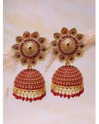 Buy Online Royal Bling Earring Jewelry Crunchy Fashion Gold-plated Sea- Green Kundan Pearl Ethnic Jhumka Earings  Jhumki RAE1796