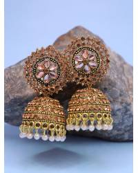 Buy Online Royal Bling Earring Jewelry Gold plated Kundan Round Floral Grey Earrings With Pearls RAE0783 Jewellery RAE0783