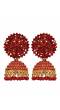 Gold-plated Red Kundan Design Jhumki Earrings RAE1602