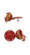 Gold-plated Red Kundan Design Jhumki Earrings RAE1602