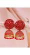 Gold-plated Red Kundan Design Jhumki Earrings RAE1602