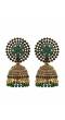 Gold-plated Dark- Green Kundan Design Jhumki Earrings RAE1610