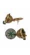 Gold-plated Dark- Green Kundan Design Jhumki Earrings RAE1610