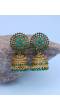 Gold-plated Dark- Green Kundan Design Jhumki Earrings RAE1610